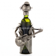 99262 Kovový stojan na víno, motív sediaci gitarista